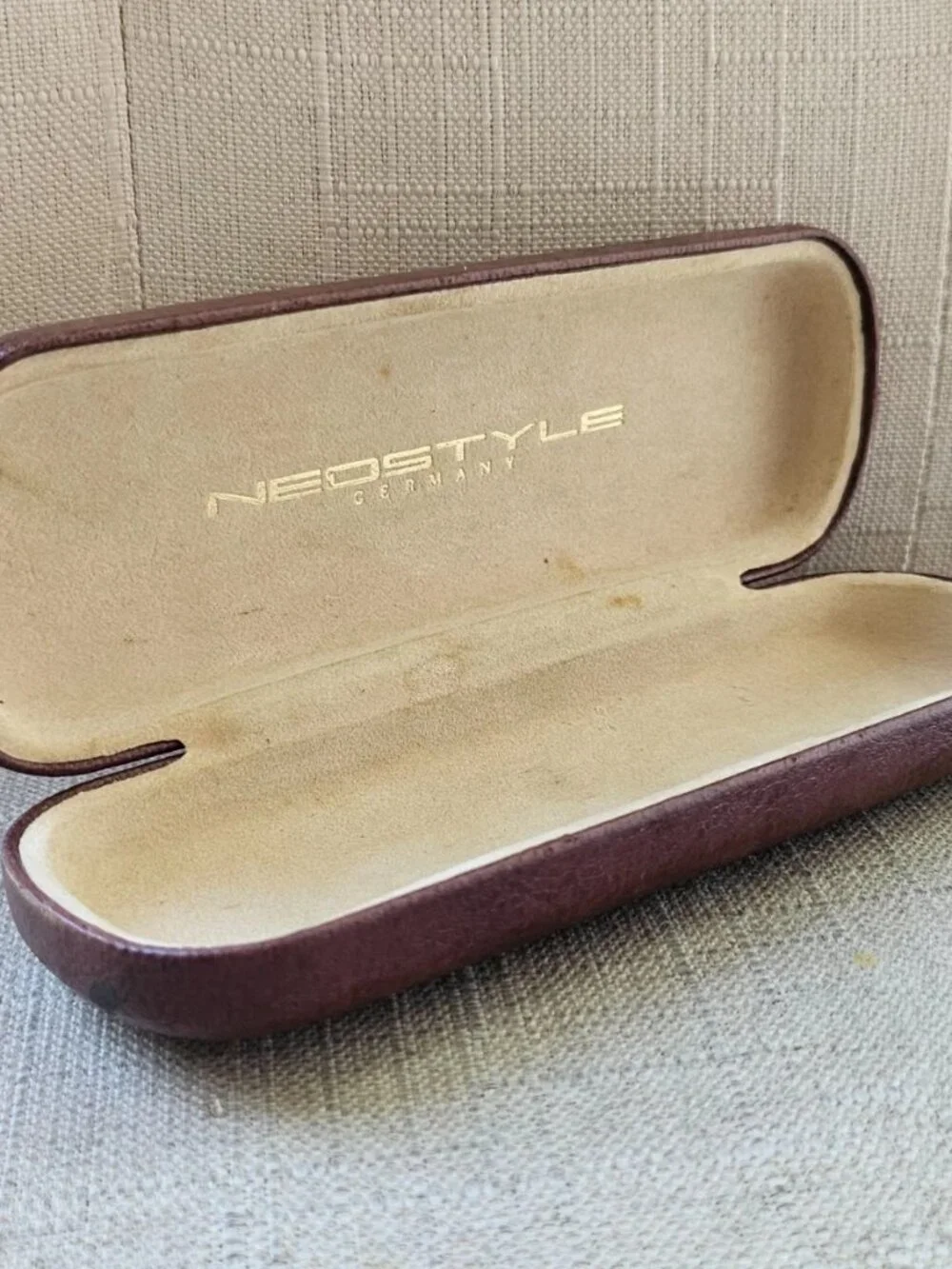 Neostyle Glasses Case Brown Leather Hard Case for Eyeglasses Small Size 6 x 2 in
